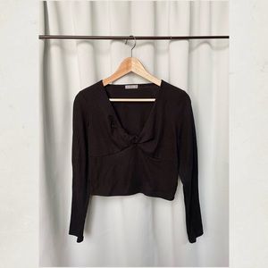 Cotton:On Brooke Twist Front Long Sleeved Crop Top